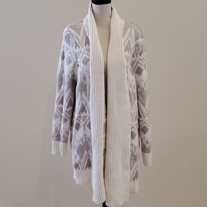 Cream and Tan fair isle open sweater